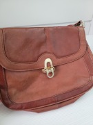 Vintage torba kolekcjonerska skóra naturalna złote