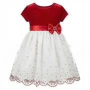 Sukienka Blueberi na 3 lata biało-czerwona z haftem i kokardą