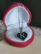 Łańcuszek serce litera N naszyjnik serce literka N zawieszka stal cudo