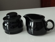 Komplet czarnej ceramiki: cukiernica i mlecznik 