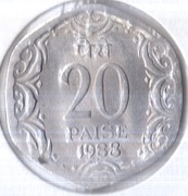 INDIE 20 pajs 1988, KM# 44, XF