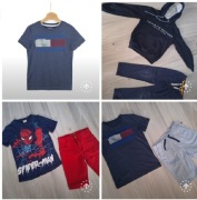 Paka 134 t-shirty Tommy Hilfiger F&F spodenki H&M Denim Co bluza spodnie