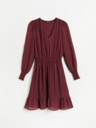 Reserved bordowa czerwona falbanki bufki sukienka burgundowa boho retro y2k