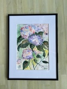 Obraz akwarela ręcznie malowany Hortensje A4 nowy