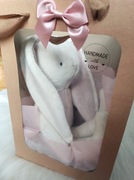 Pluszak, przytulanka, maskotka, kremowy, różowy króliczek, dla dzieci