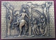 Religia Plakieta Jezus na krzyżu b. duża plakieta brąz patyn.