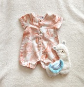 Kombinezon So Cute 62 rompers rampers bawełna liście pomarańczowy