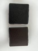 Papierośnica 2 szt z ekoskóry z metalowym wnętrzem