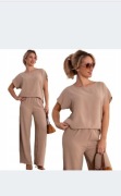 Mabaje komplet damski beżowy plus size na wiosnę, lato rozmiar XXL