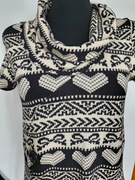 Dzianinowa sweterkowa sukienka tunika czarno-biała wzory rozmiar sm