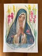 Maryja, obraz akwarela, ręcznie malowany , obraz religijny