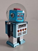 Kula śnieżna świąteczna figurka ozdobna robot retro sci-fi unikat