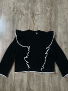 Sweter z falbanami i białą lamówką – Divided H&M (L)