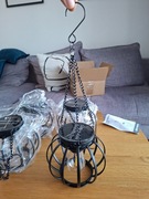 Bucasa 4x lampy solarne led metalowe ip65 ogrodowe wiszące