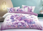 Pościel dziecięca jednorożec bawełna satynowa 160x200 +2 poduszki 