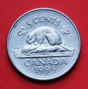 5  Centów  1995   r  -     Kanada   Bóbr 