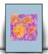 kolorowy obrazek z kwiatkami, róże rysunek w ciepłych kolorach a4