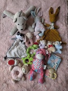 Duży zestaw zabawek dla niemowlaka grzechotki gryzaki przytulanki