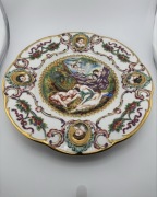 Włoski duży talerz dekoracyjny Capodimonte style | porcelana reliefowa |