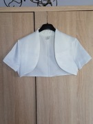 Eleganckie białe satynowe bolerko ślubne . Rozmiar 38 