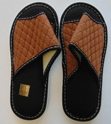 Kapcie pantofle tekstylne materiałowe damskie 36-37 brązowe