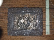 "koń 80", miedziana płaskorzeźba, miedź, relief, metaloplastyka, prezent
