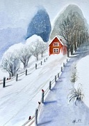 Droga do domu. Original Akwarela A4