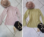 Moda Italy włoski sweter sweterek bluzka  pastelowe kolory kobiecy dekolt