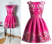 Wizytowa SUKIENKA DAMSKA okolicznościowa rozkloszowana XS 34