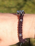 BRANSOLETKA STAL 316l WILK MOCNY BRĄZOWY SZNUREK 18 cm LUB WYMIAR PUDEŁKO 