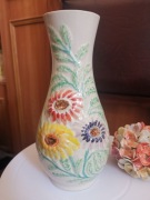 Wazon z malowanej kolorowej porcelany ręcznie robiony, 23x12cm