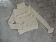 świąteczny ciepły milutki w dotyku sweter golf złota nitka ZARA S M