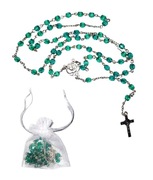 Różaniec Szklane Szmaragdowe Kryształki z różą 