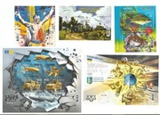 UKRAINA ** 2024 Komplet bloków perforowanych 7 szt.+ 3 szt 2025 Piłka nożna