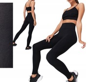 Legginsy PRĄŻKOWANE prążek WYSOKI STAN  DŁUGIE S/M