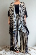 Kimono i spodnie boho | biało czarne  | wiskoza 