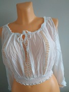 Made in Italia__ biała bluzka haft lato krótka__ BDB__   36