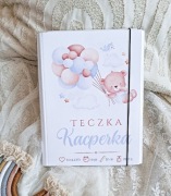 Duża teczka "Miś baloniki" dla chłopca z imieniem prezent metryczka 