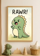 Plakat Dinozaur Śmieszny do Pokoju Dziecka A3 - Wysoka Jakość