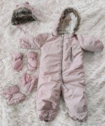 Kombinezon zimowy H&M różowy w serduszka 