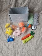 Zabawki dla psa zestaw + składany kosz + akcesoria piłka dzwonek dla psa 