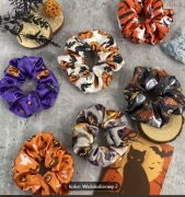 Satynowa frotka do włosów Halloween | duża 11 cm wzory