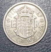WIELKA BRYTANIA Elżbieta II Half Crown 1/2 Korony z 1954 r. 