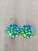 Nowe kolczyki mozaika niebiesko zielona 