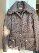 Kurtka pikowana brązowa wiosenna wiosna spring na zamek i guziki M/L Tchibo