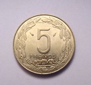 Afryka Środkowa 5 franków 1977 PIĘKNA! RZADKOŚĆ!