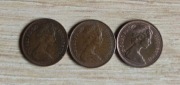 3 brytyjskie monety pół pens 1973 1979