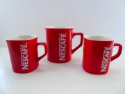 ceramiczne kubki Nescafe w kolorze czerwonym, 3 sz; 2x XL i 1x XXL