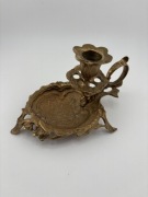 Stary zabytkowy, mosiężny świecznik typu kaganek