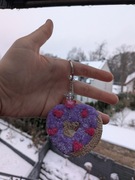 Breloczek donut z serduszkami | Punch needle/ Haft pętelkowy